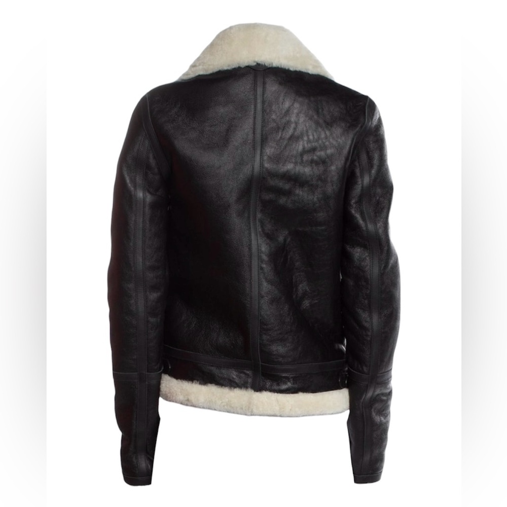 Coach Black Leather & Shearling Jacket NWT - Picture 3 of 5